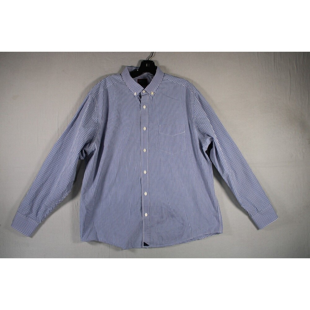UNTUCKit Men XL Shirt Blue Gingham Check Long Sleeve Button Down 100% Cotton